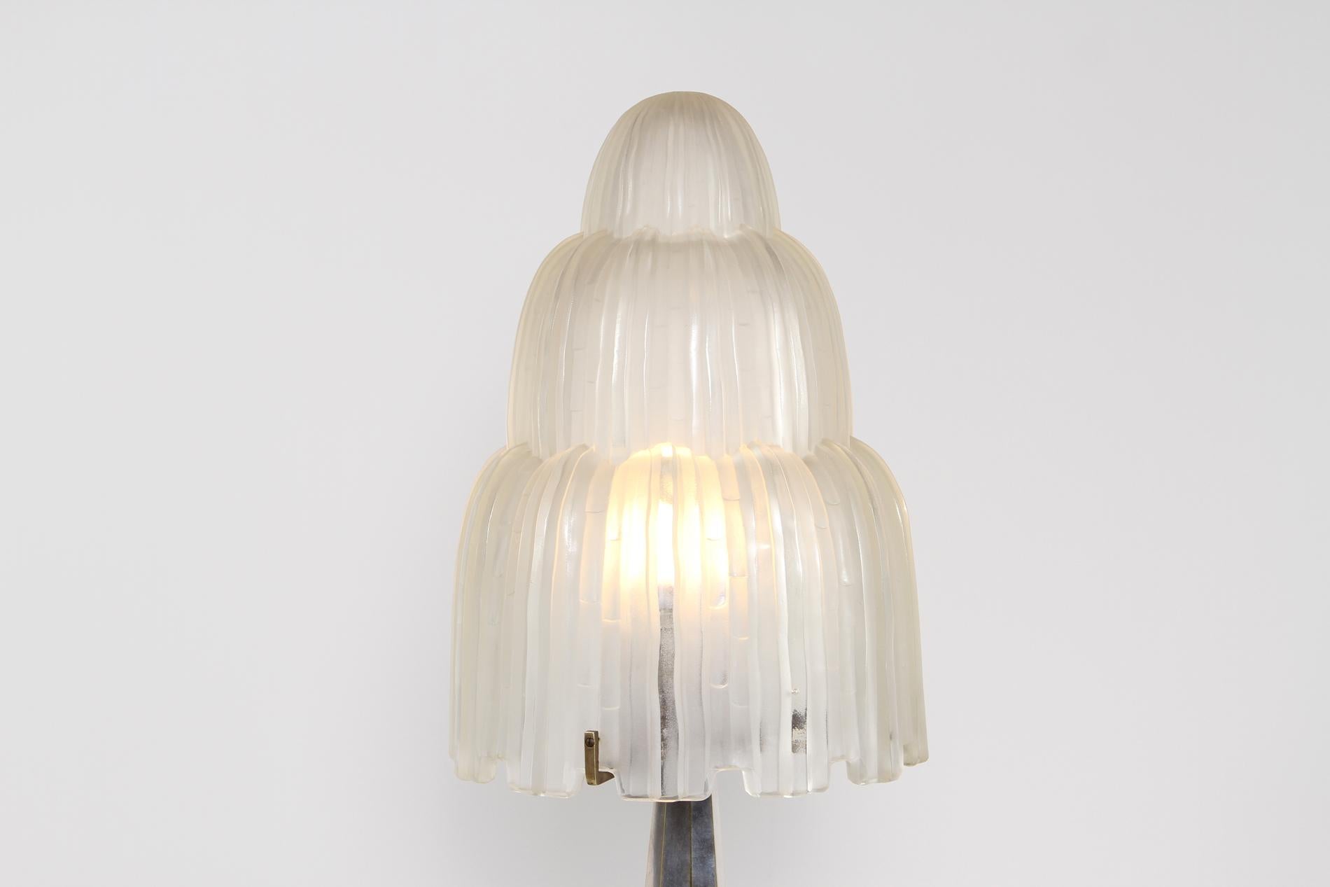 Silvered French Art Deco Table Lamp by Sabino