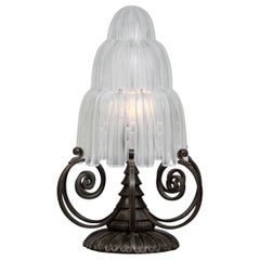 French Art Deco Table Lamp "Cascade" Model by Sabino