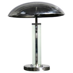 Lampe de bureau Art Déco française en laiton et chrome nickelé