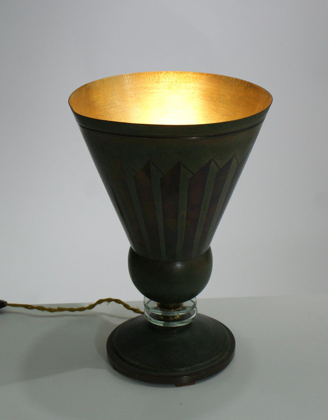 Mid-20th Century French Art Deco Table Lamp in Brass by Edmond Etling For Sale