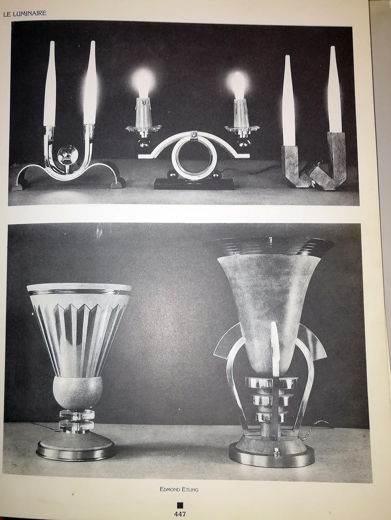 Lámpara de mesa Art Déco francesa de latón de Edmond Etling en venta 1