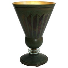 French Art Deco Table Lamp in Brass by Edmond Etling