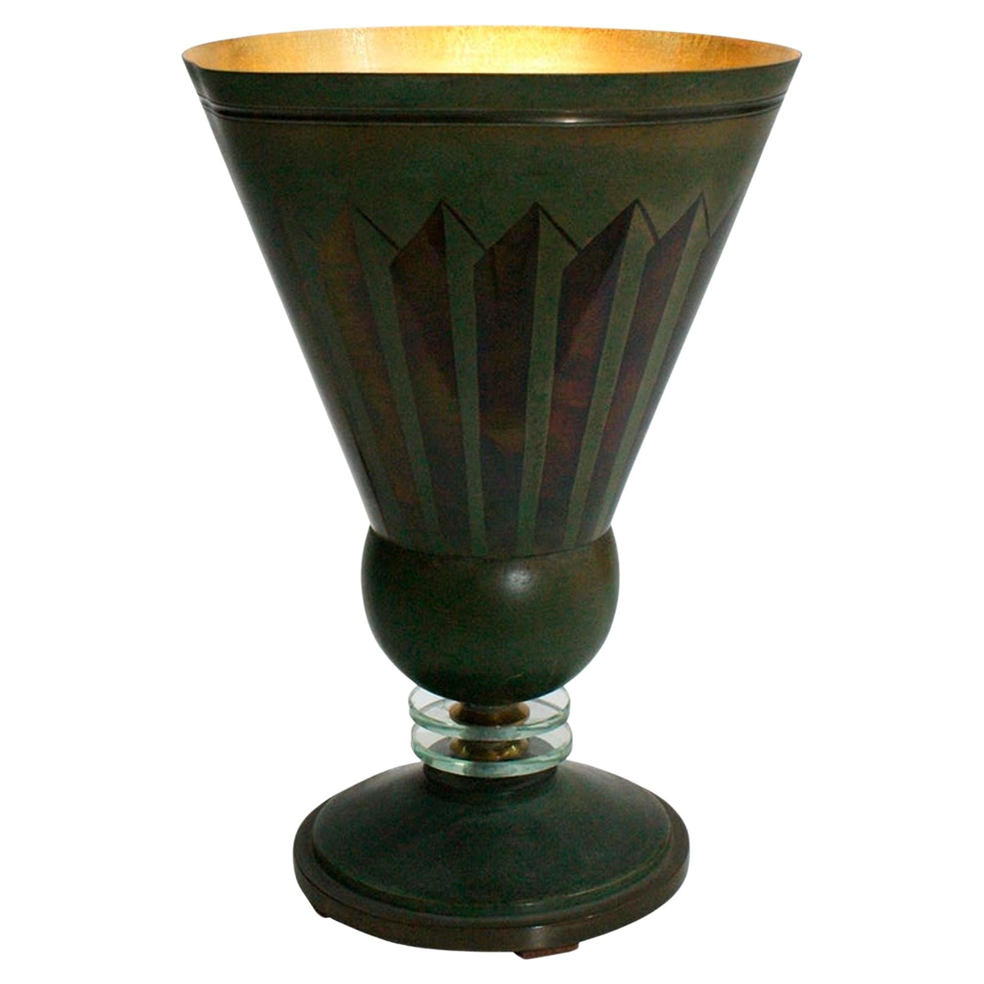 French Art Deco Table Lamp in Brass by Edmond Etling