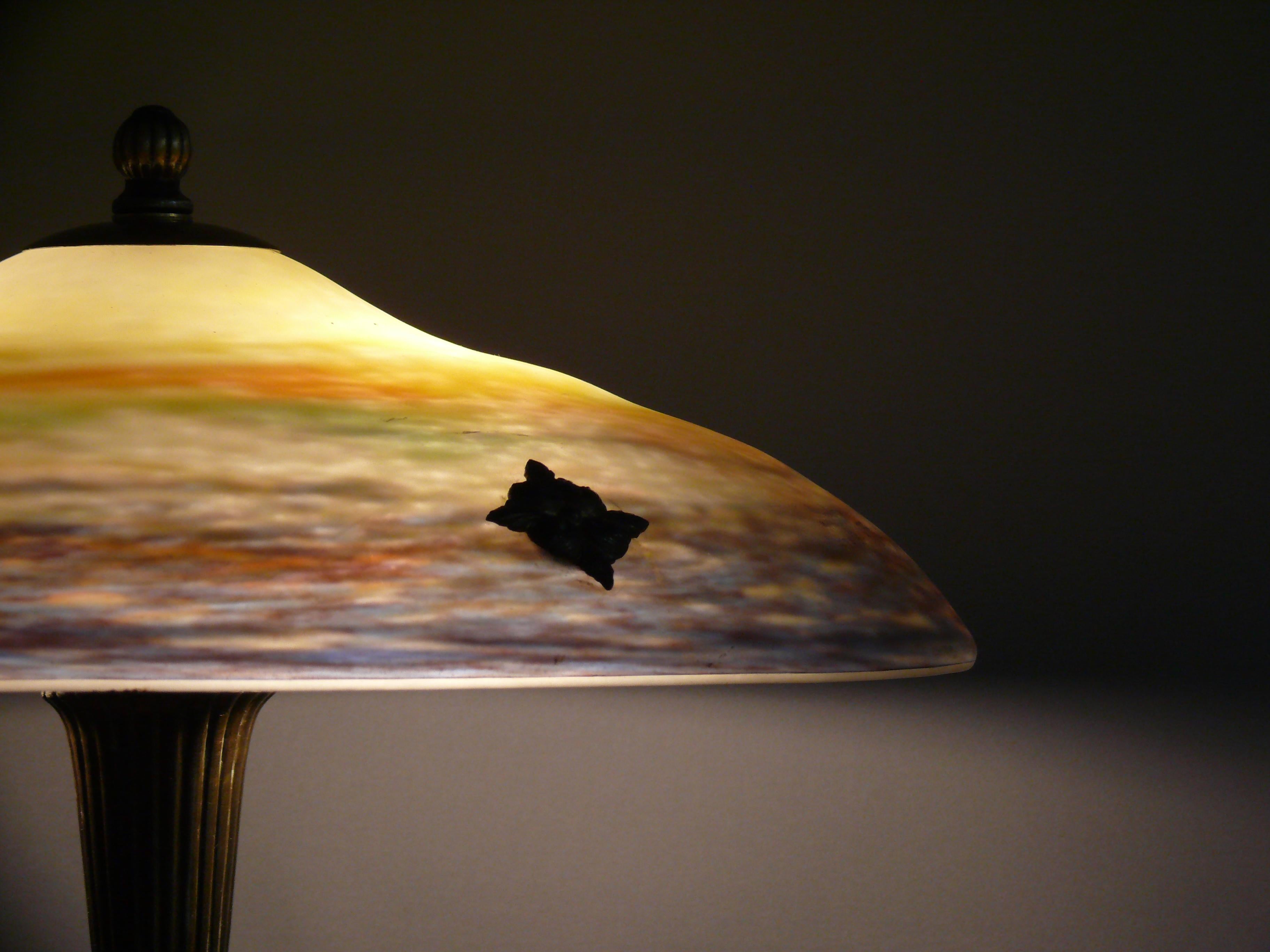 Lámpara de sobremesa francesa Art Déco, Muller Frères Luneville, años 30 Latón en venta