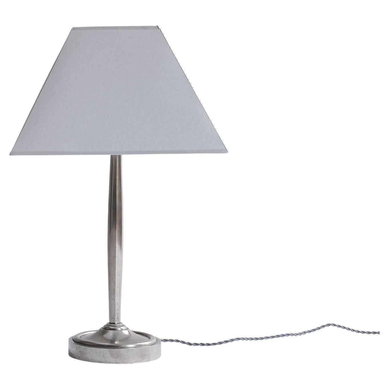 French Art Deco Table Lamp, Nickel-Plated Bronze, 1930s For Sale