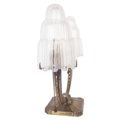 French Art Deco Table Lamp Signed by Sabino