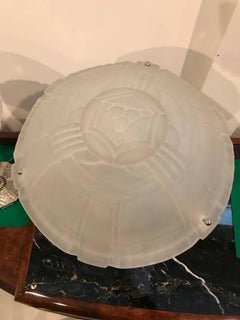 French Art Deco Table Lamp Signed by Sabino with Geometric Motif