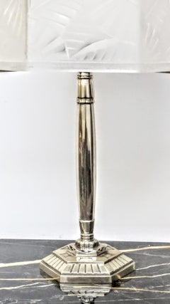 French Art Deco Table Lamp Signed Degue