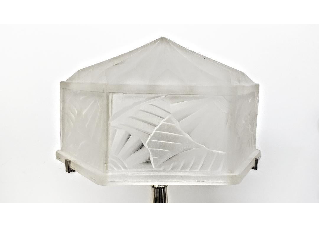 Lampe de Table Art Déco Française Signée Degue en vente 1