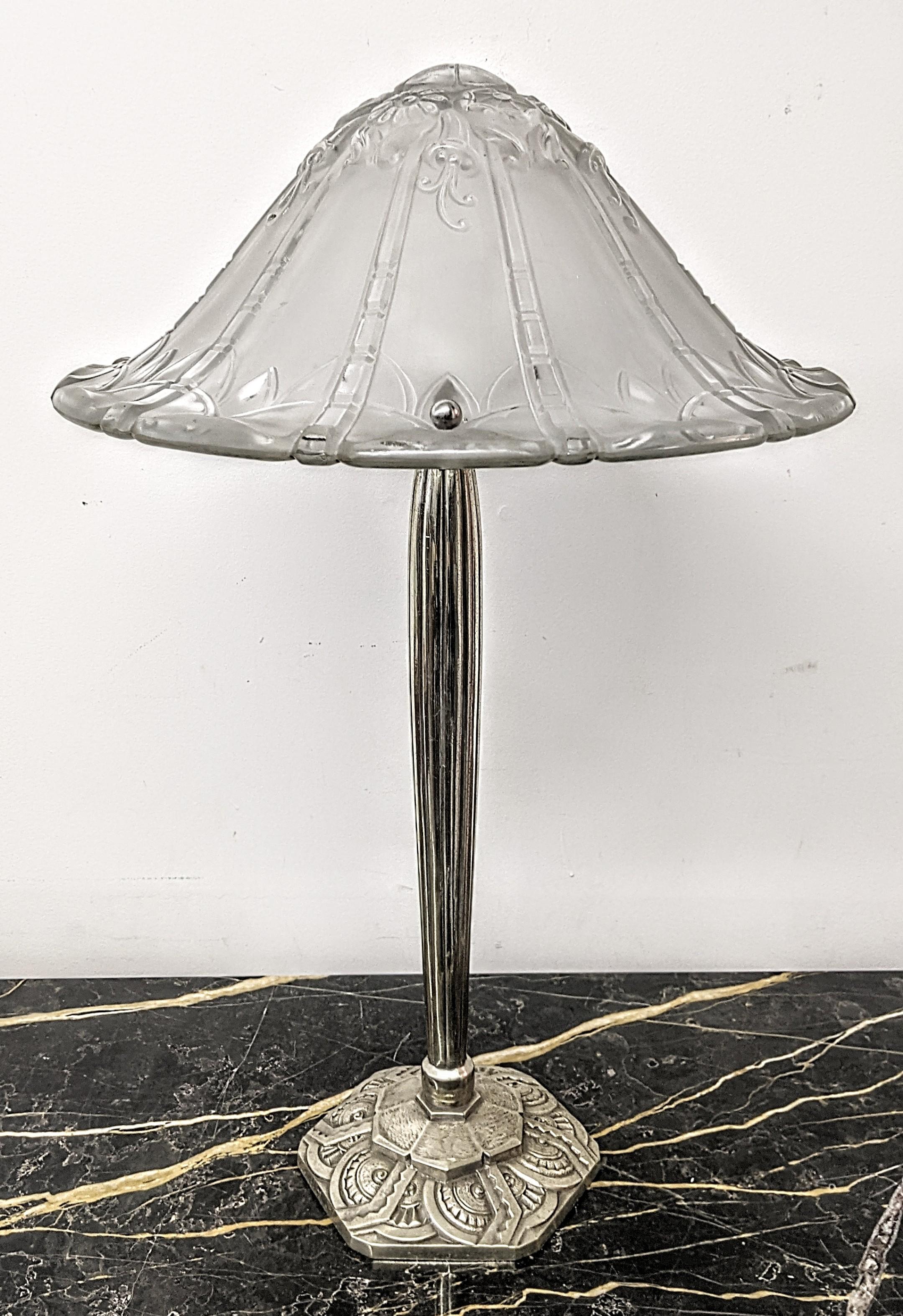 French Art Deco table lamp Signed 