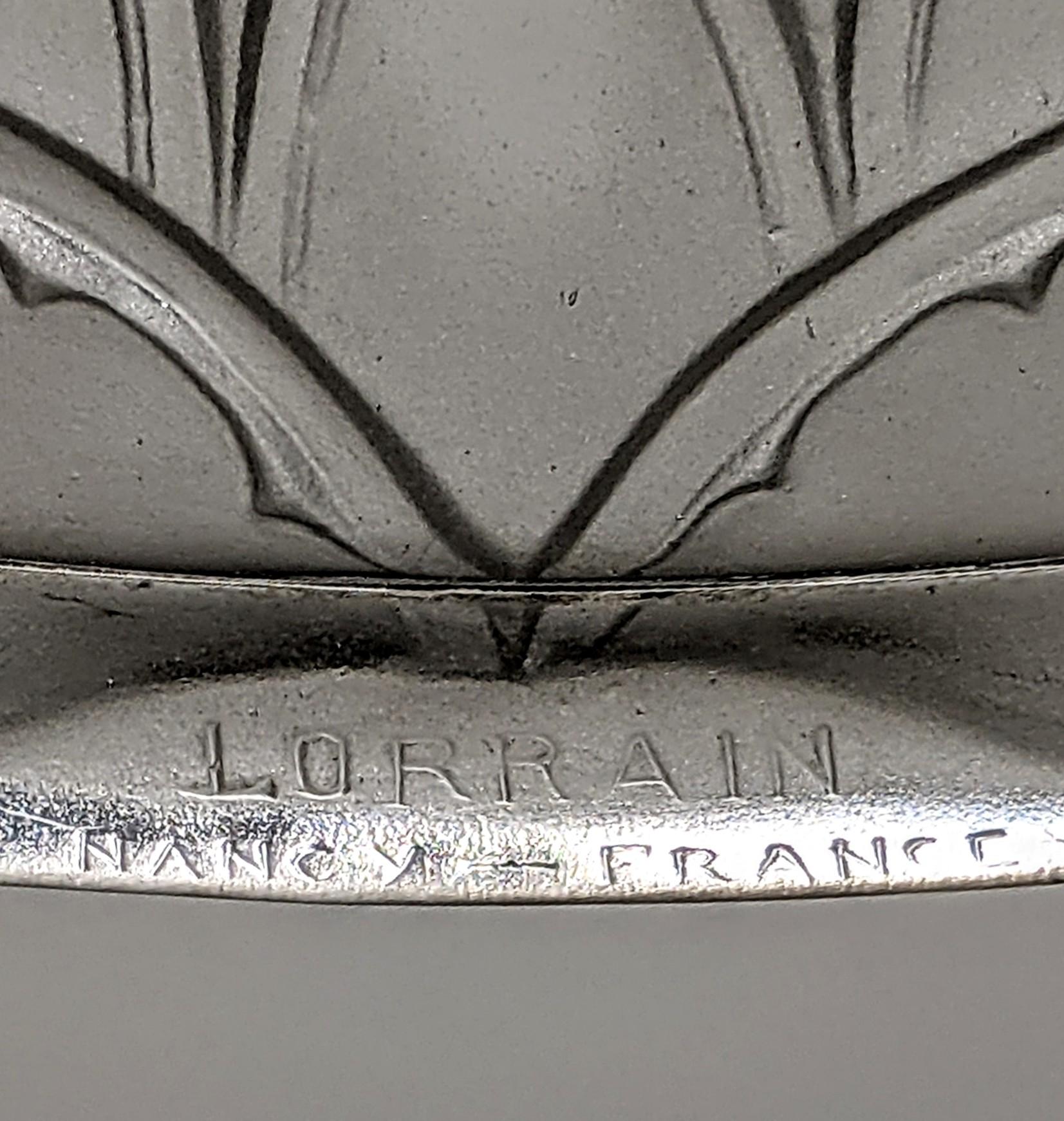 Lámpara de mesa francesa Art Déco Firmada Lorraine Nancy Francia Bronce en venta