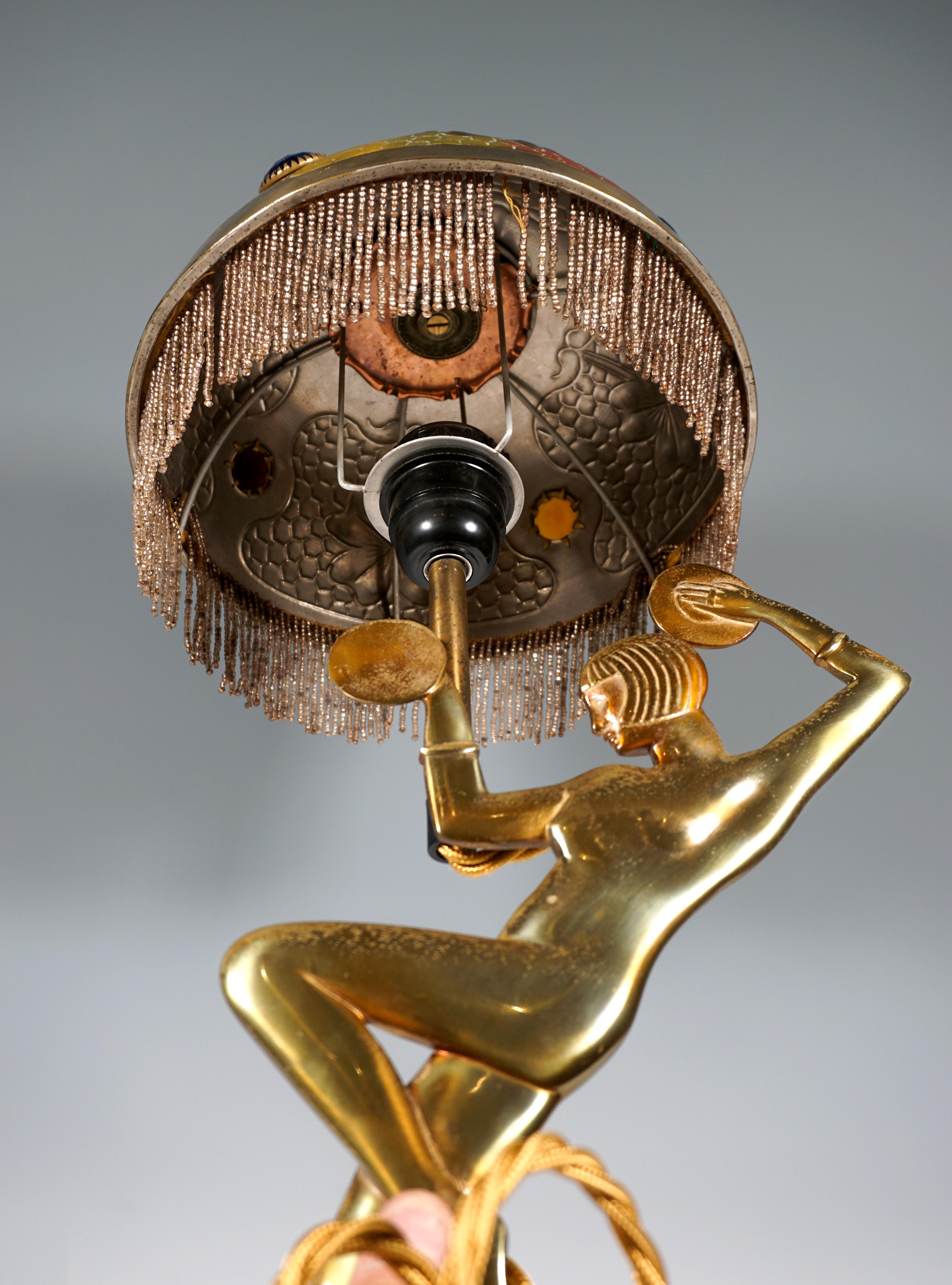 Embossed French Art Deco Table Lamp with a Dancer, ca 1930