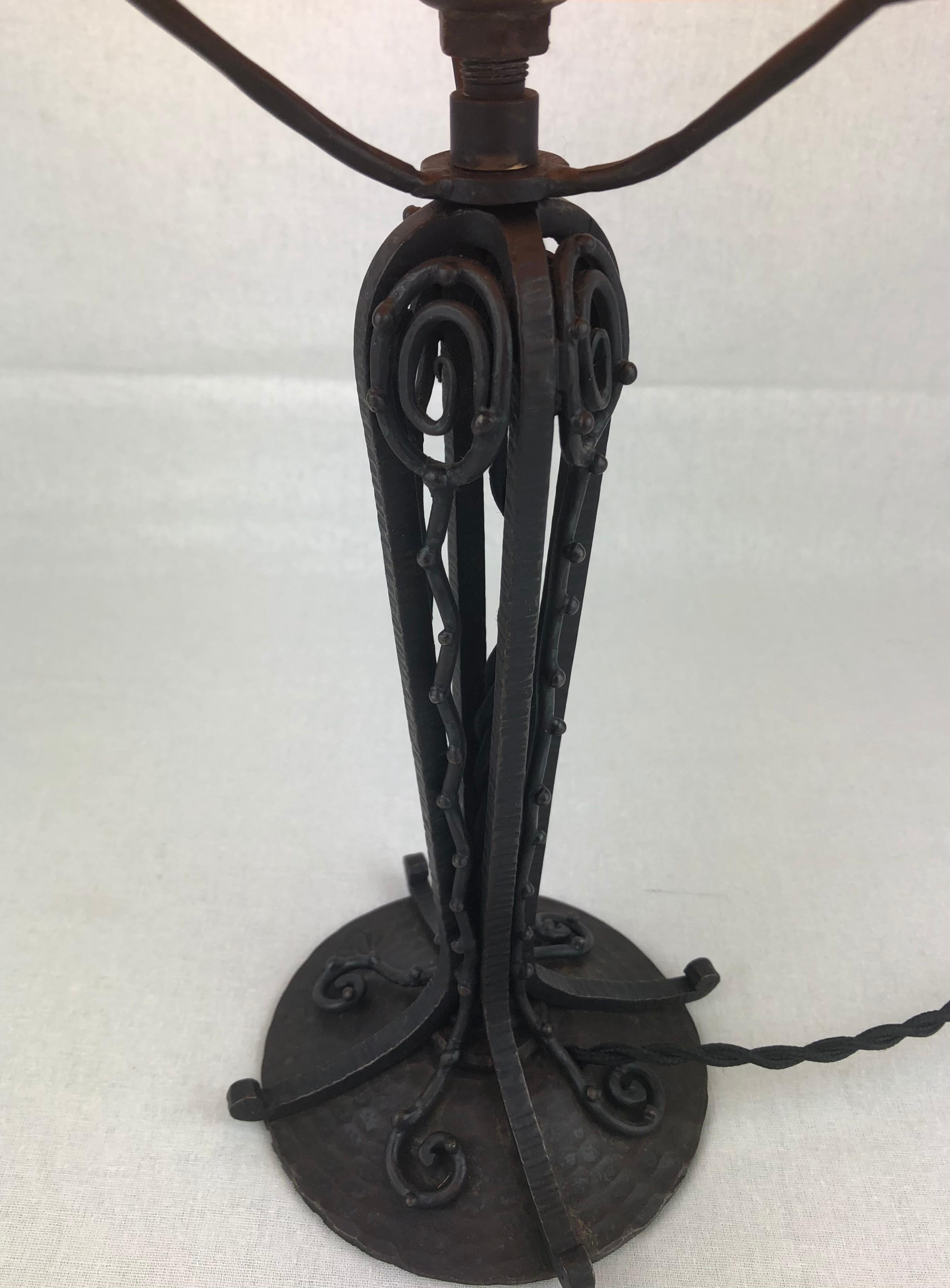 French Art Deco Table Lamp with Luneville Pate de Verre Signed Trichard 4