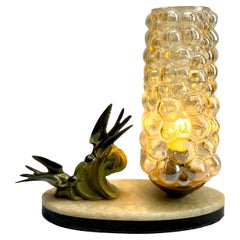 French Art Deco Table Lamp with stylized Spelter Representation of Birds