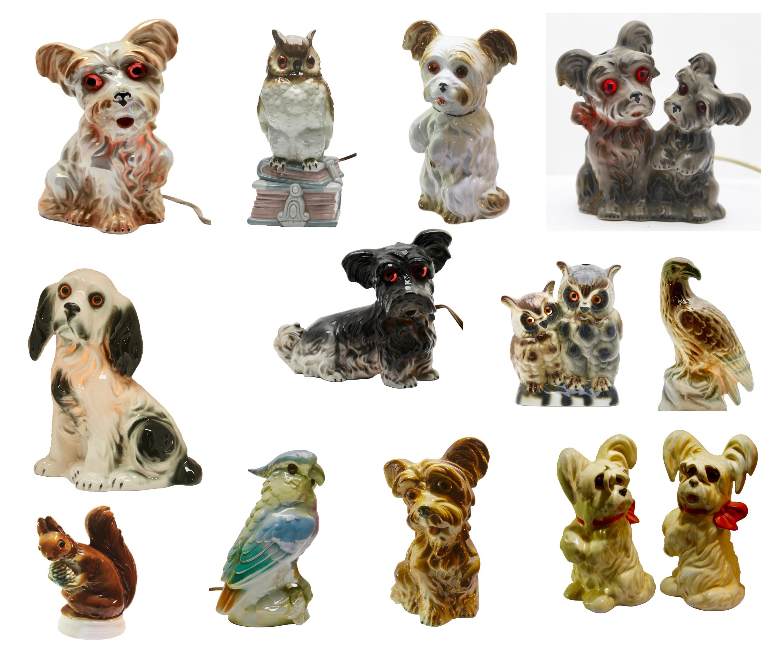 Lampe de table Art déco française avec représentation en étain stylisé d'un chien en vente 12