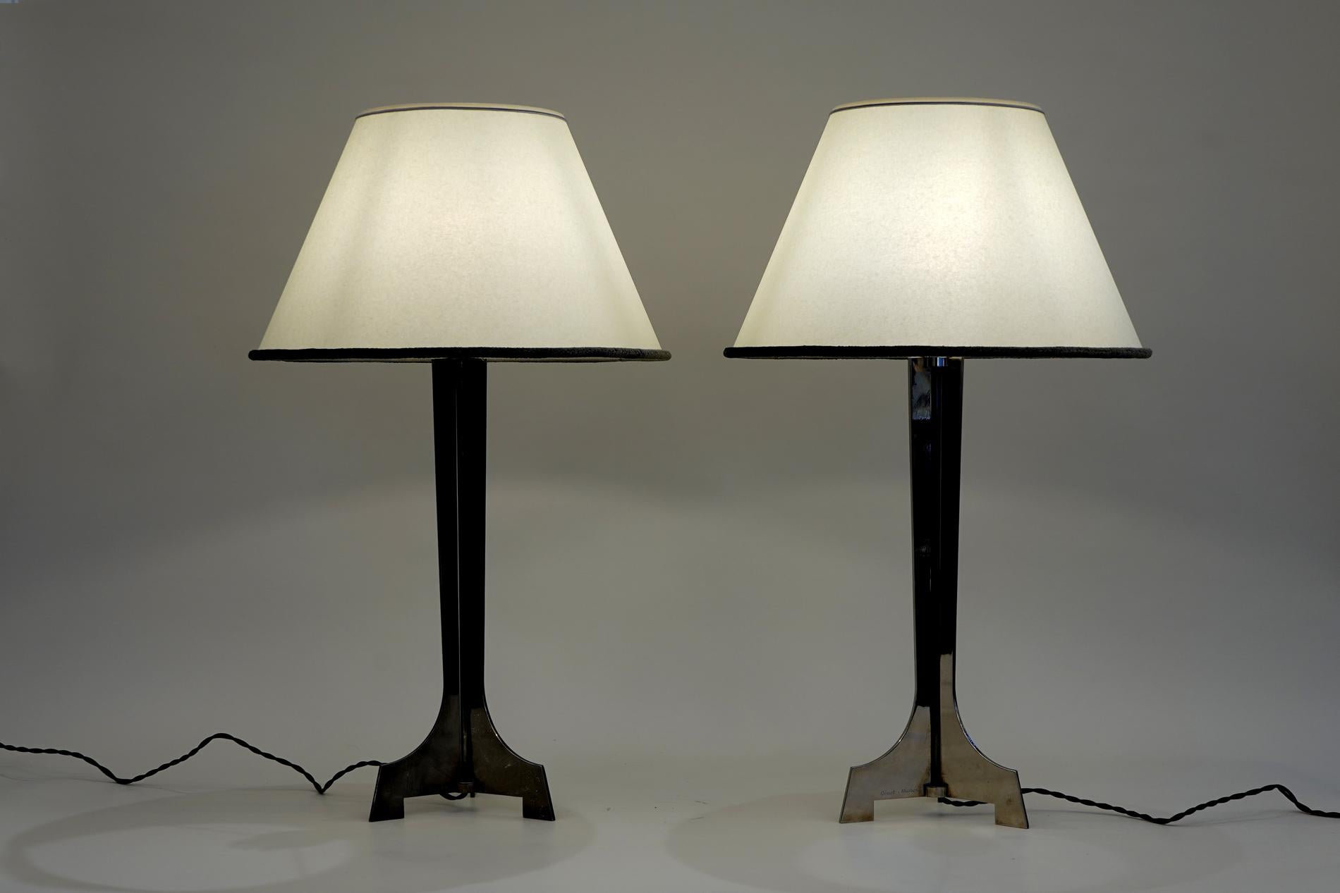 20ième siècle Lampes de table Art déco françaises par Genet & Michon en vente