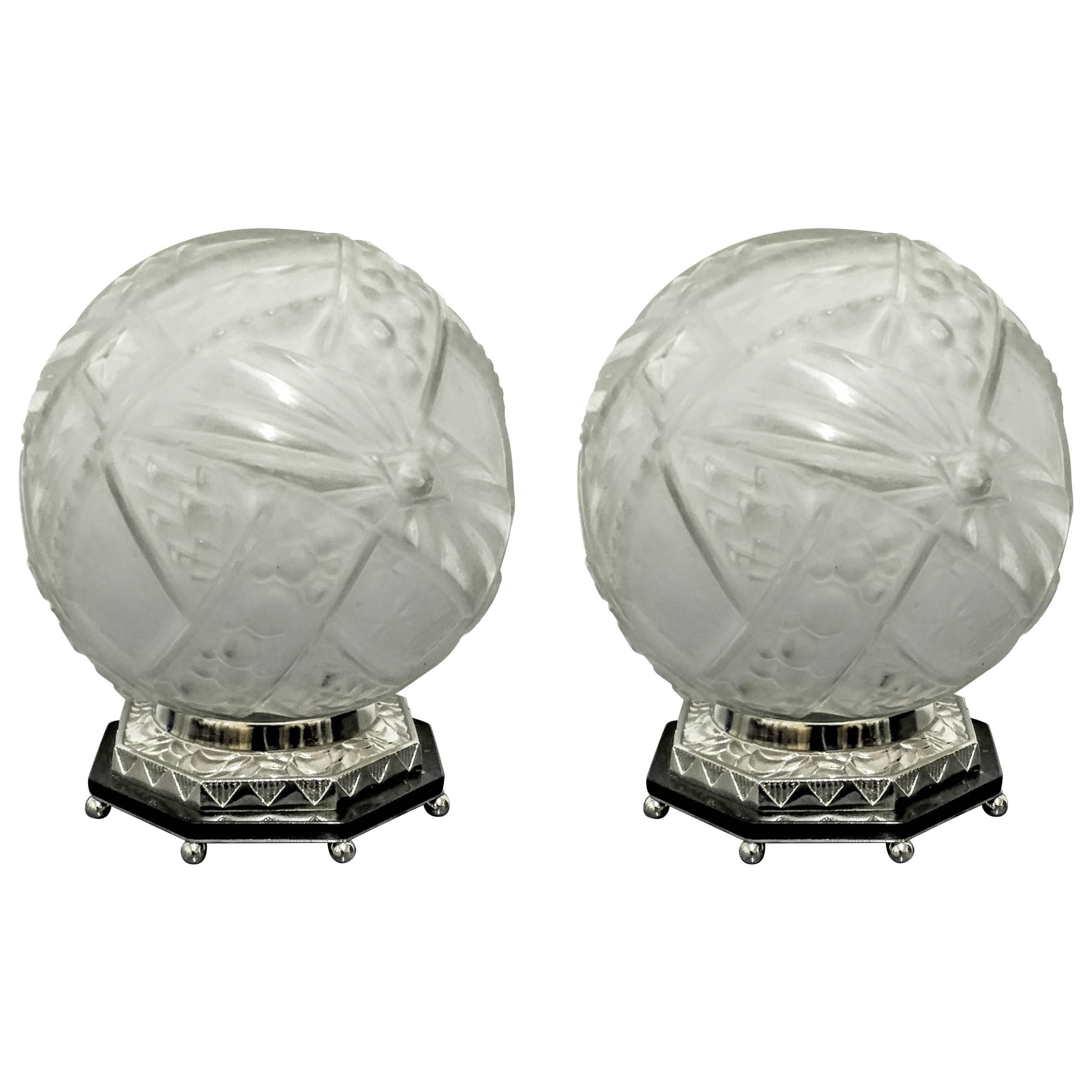 Lampes de table Art déco françaises par Muller Freres en vente