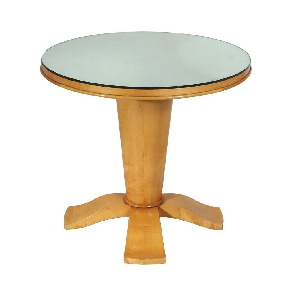 European French Art Deco Table with Mirrored Top, c.1940 For Sale