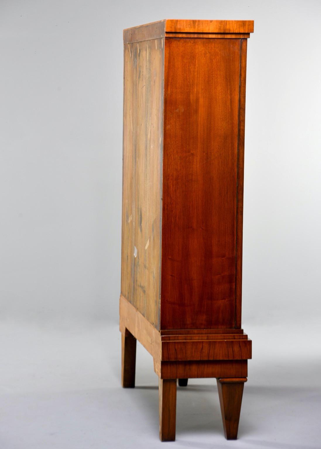 French Art Deco Tall Mahogany Cabinet with Glass Doors In Good Condition In Troy, MI