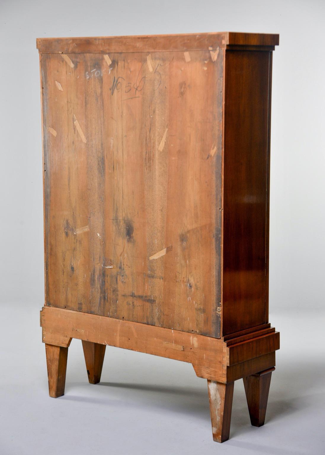 Mid-20th Century French Art Deco Tall Mahogany Cabinet with Glass Doors