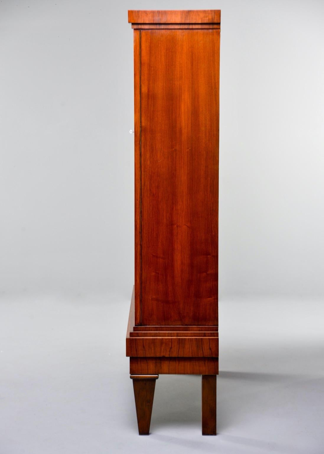 French Art Deco Tall Mahogany Cabinet with Glass Doors 1