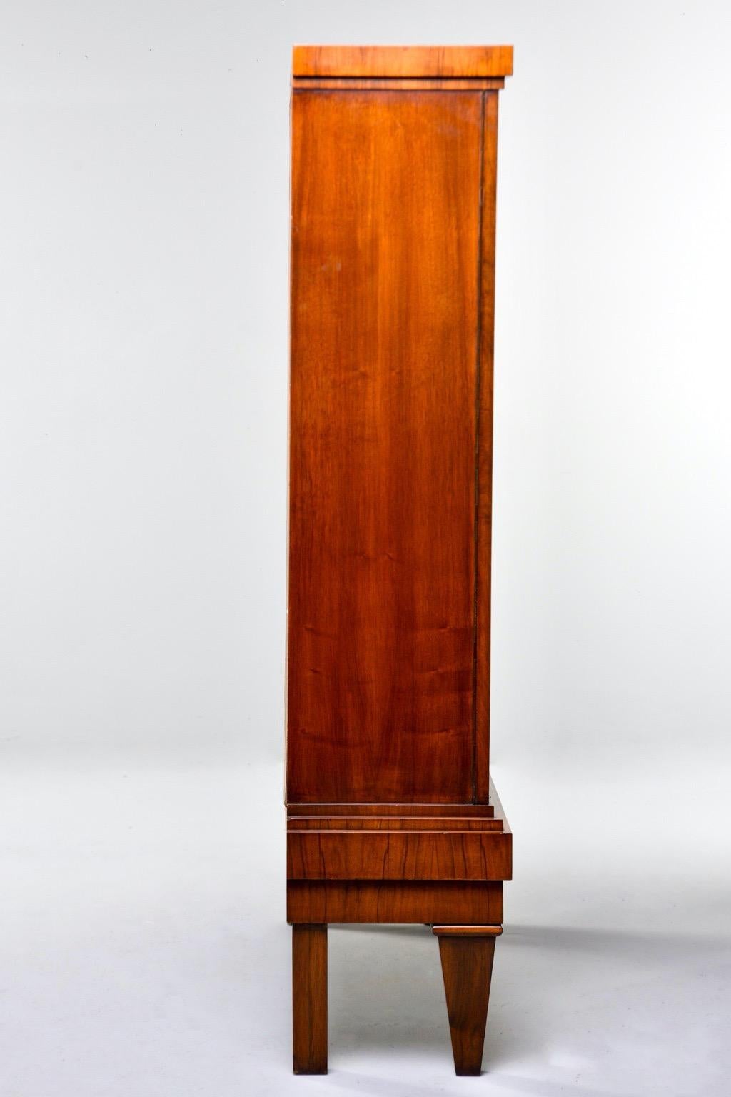 French Art Deco Tall Mahogany Cabinet with Glass Doors 2
