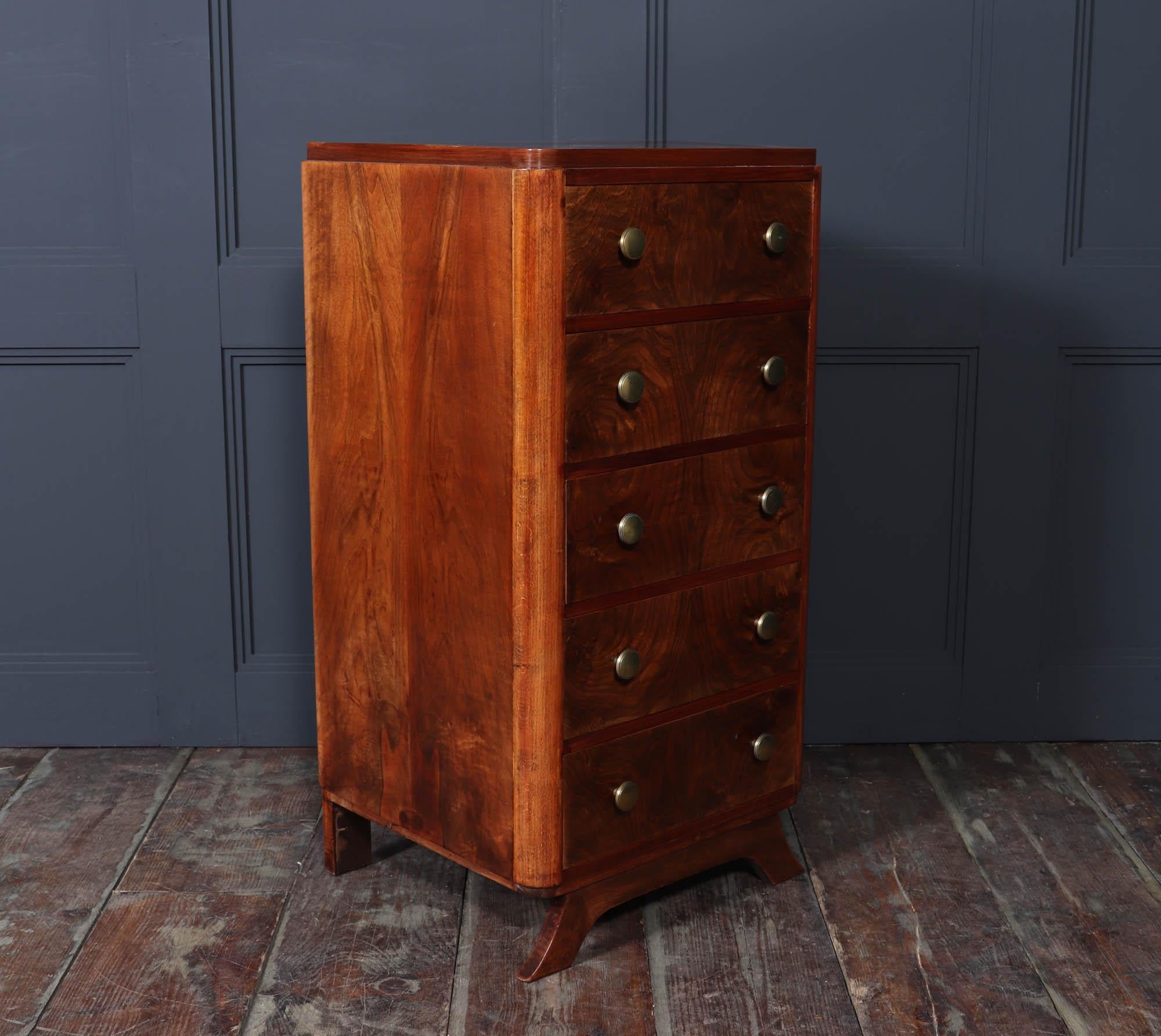 French Art Deco Tall Slim Chest of Drawers 5