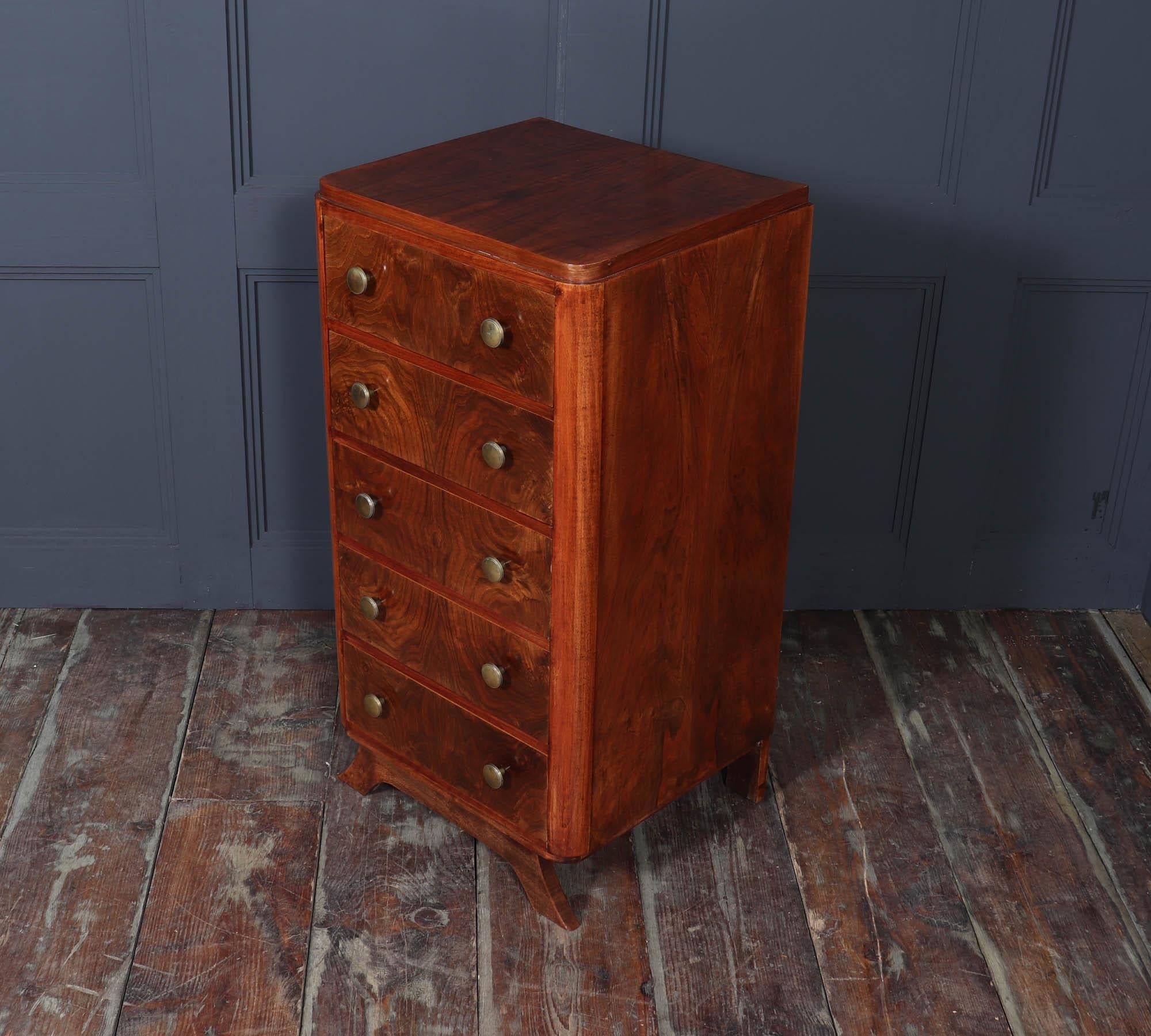French Art Deco Tall Slim Chest of Drawers 6