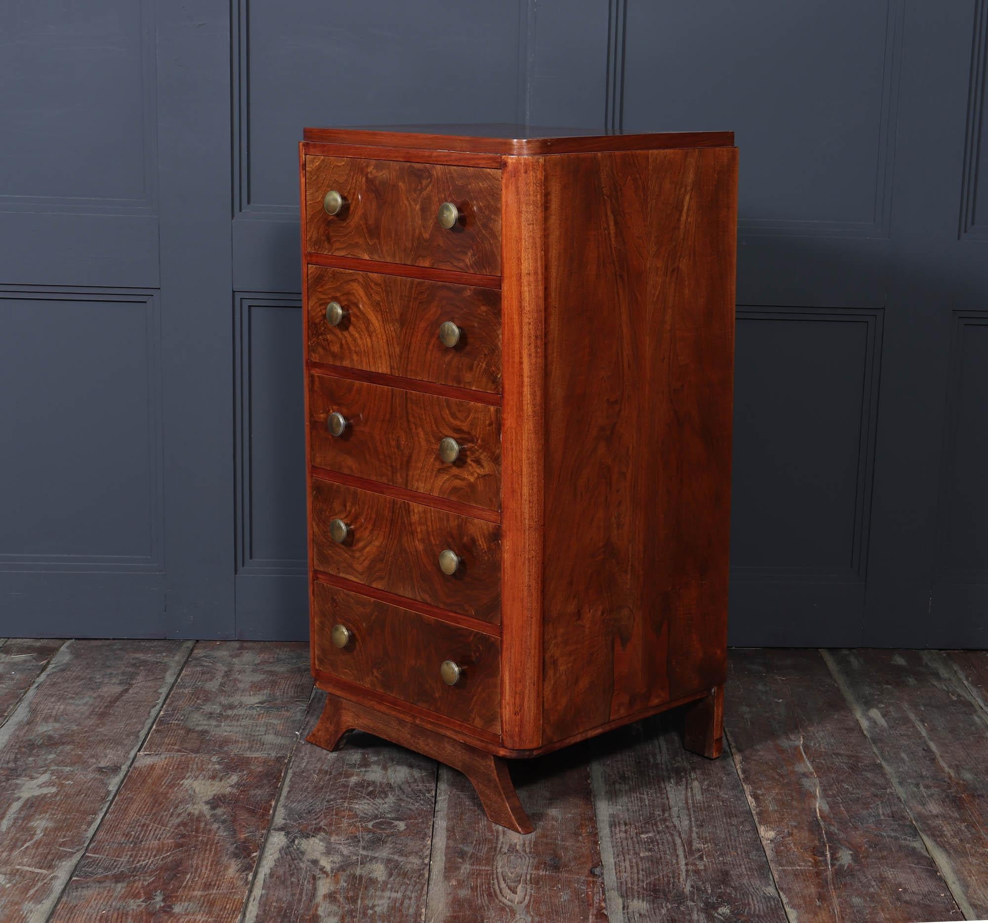 French Art Deco Tall Slim Chest of Drawers 7