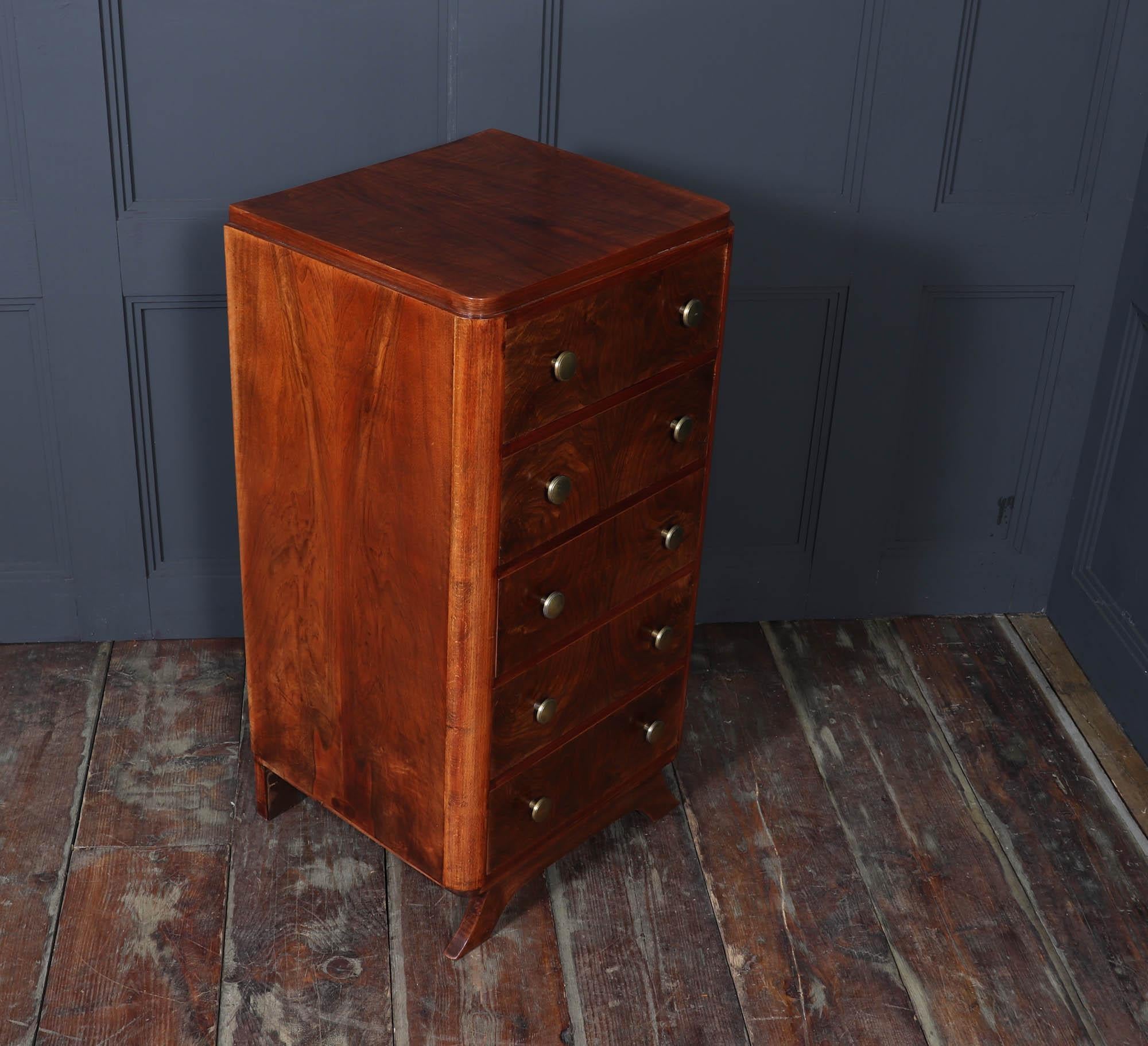 French Art Deco Tall Slim Chest of Drawers 4