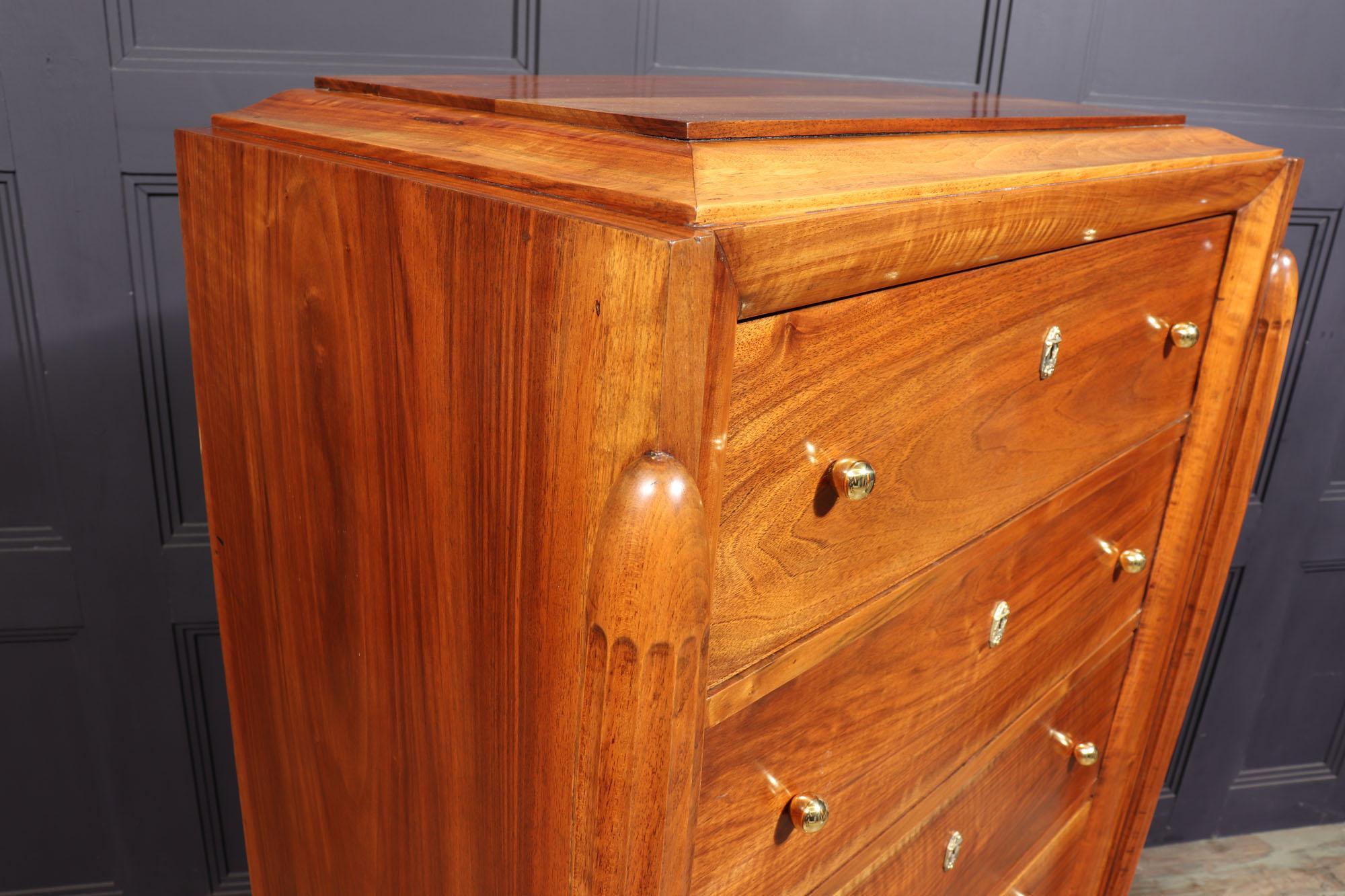 French Art Deco Tall Walnut Chest of Drawers 10