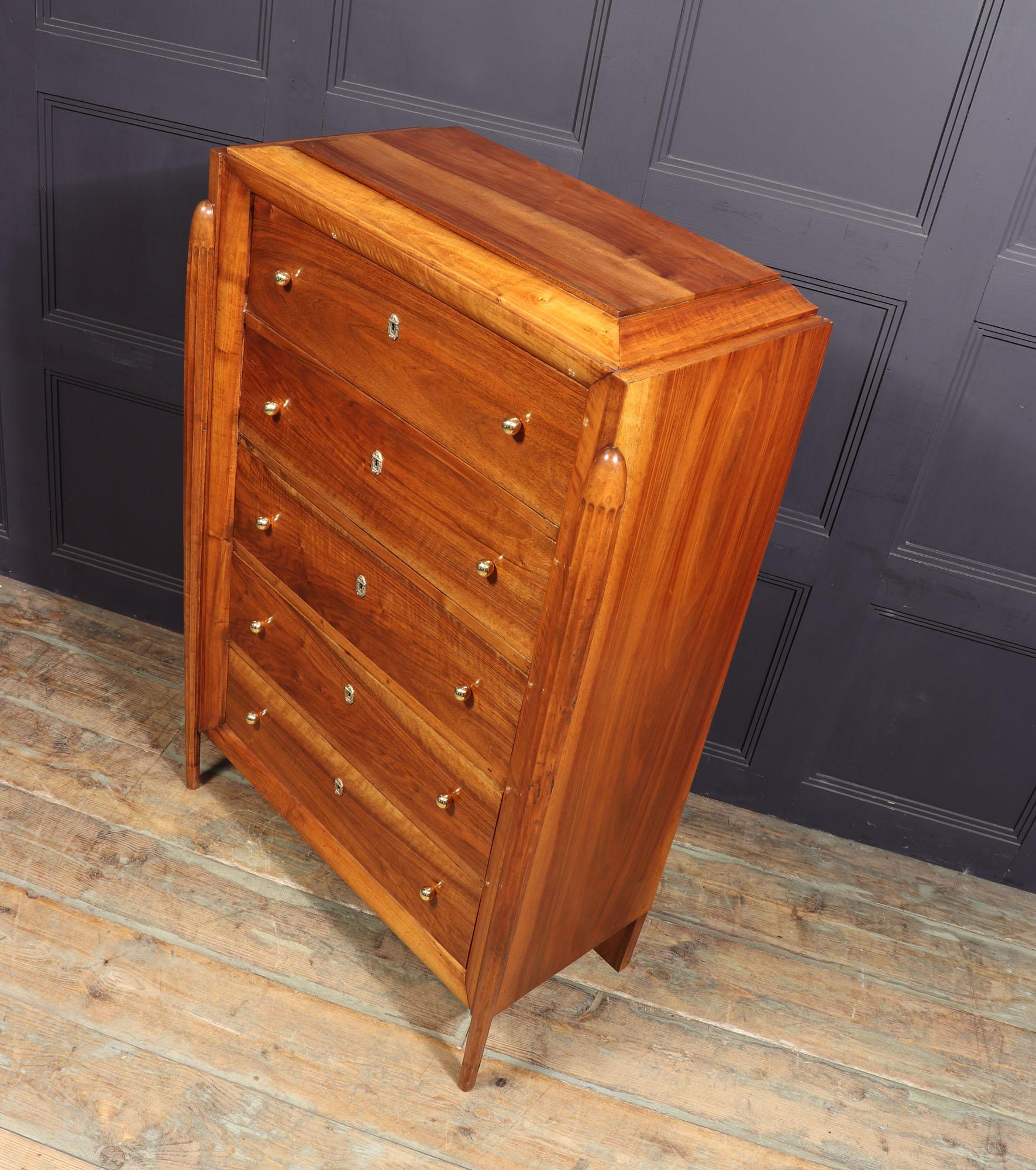 French Art Deco Tall Walnut Chest of Drawers 12