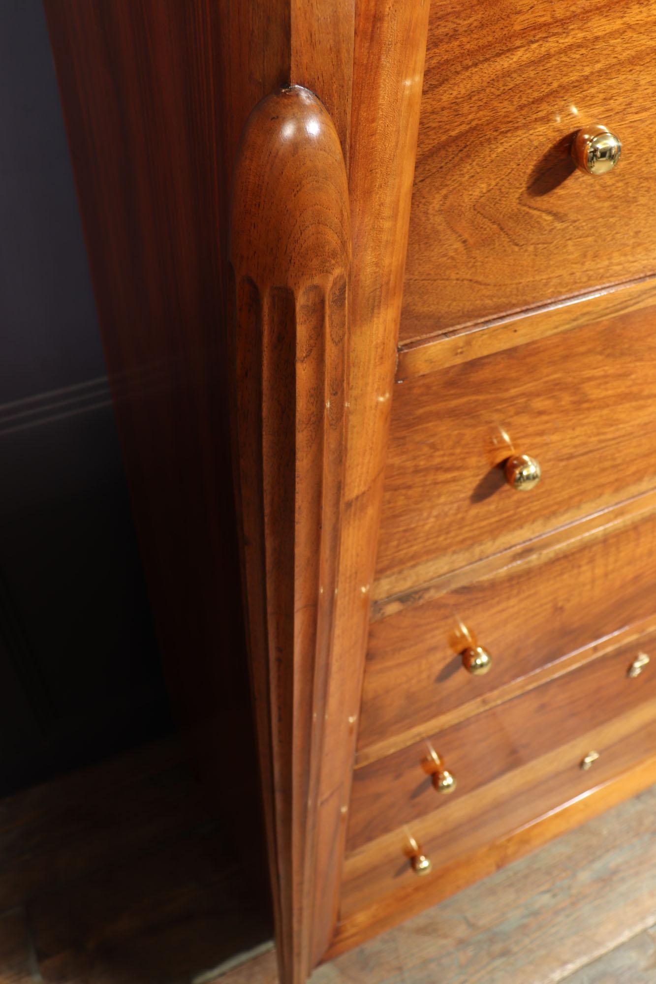 French Art Deco Tall Walnut Chest of Drawers 5
