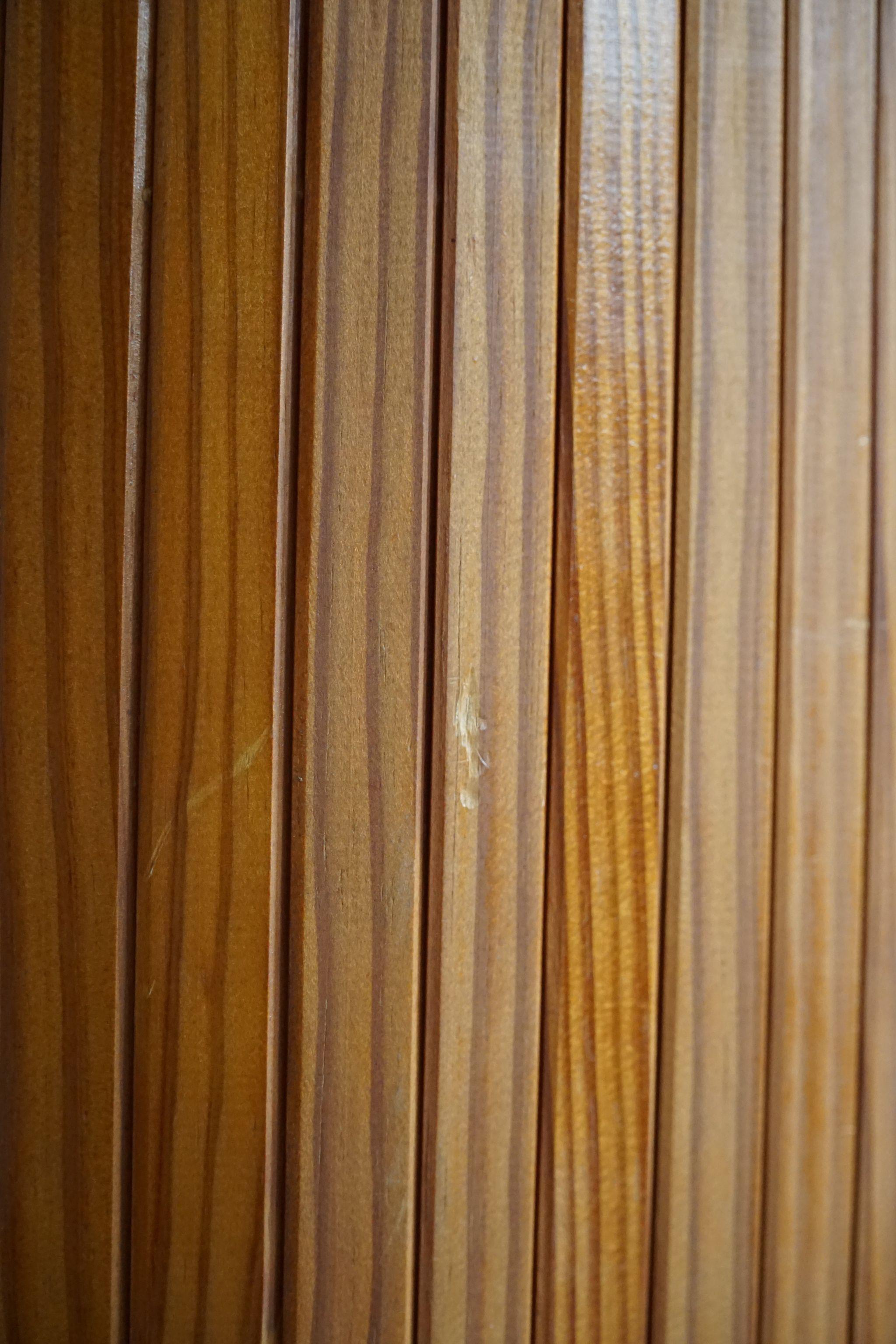 French Art Deco Tambour Room Divider in Patinated Pine by Jomaine Baumann, 1930s 10