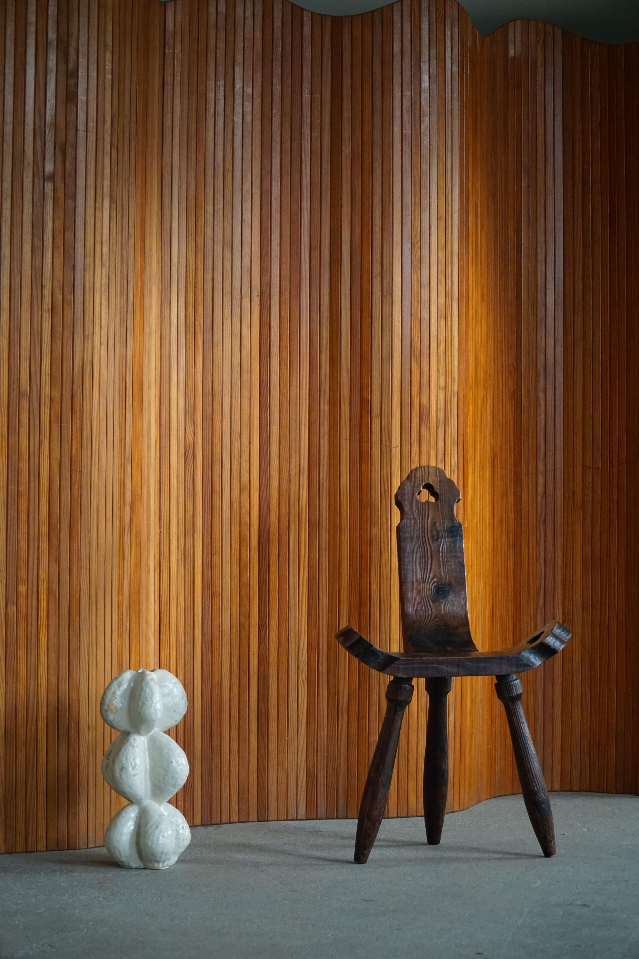 French Art Deco Tambour Room Divider in Patinated Pine by Jomaine Baumann, 1930s 2