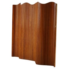 French Art Deco Tambour Room Divider in Patinated Pine by Jomaine Baumann, 1930s