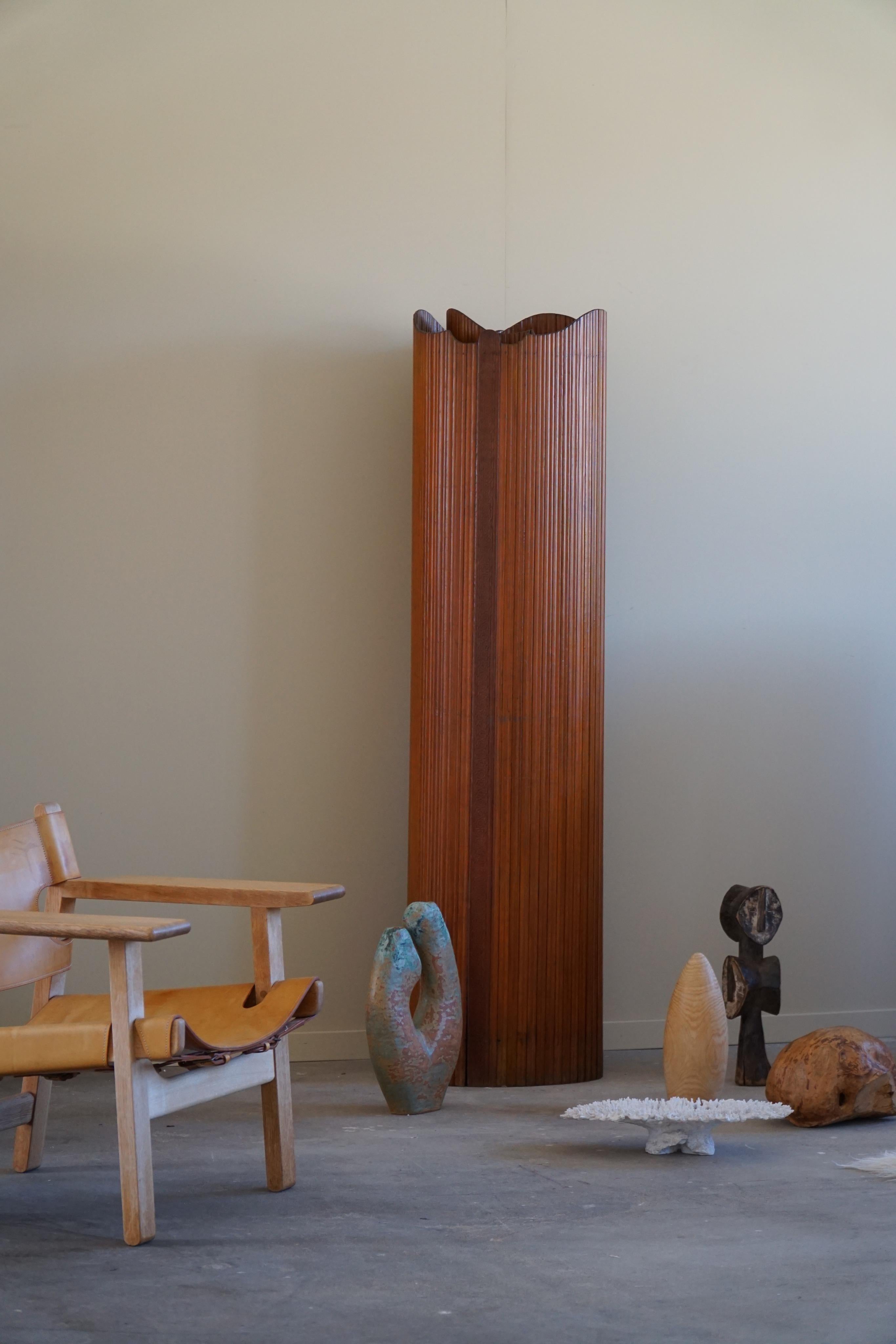 French Art Deco Tambour Room Divider in Pine, 1930s 1