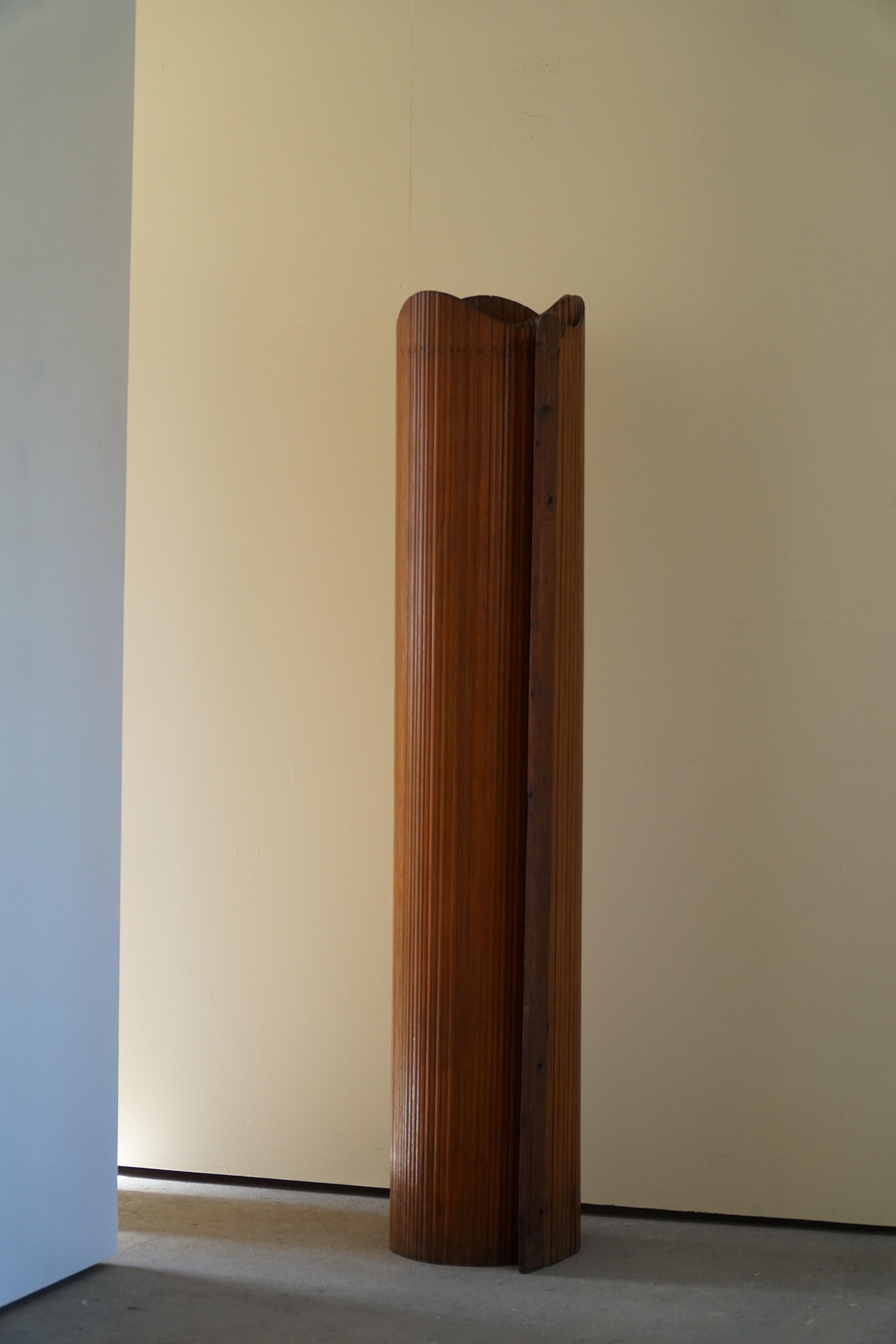 French Art Deco Tambour Room Divider in Pine, 1930s 3