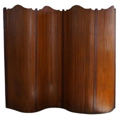 Antique French Art Deco Tambour Room Divider in Pine, 1930s