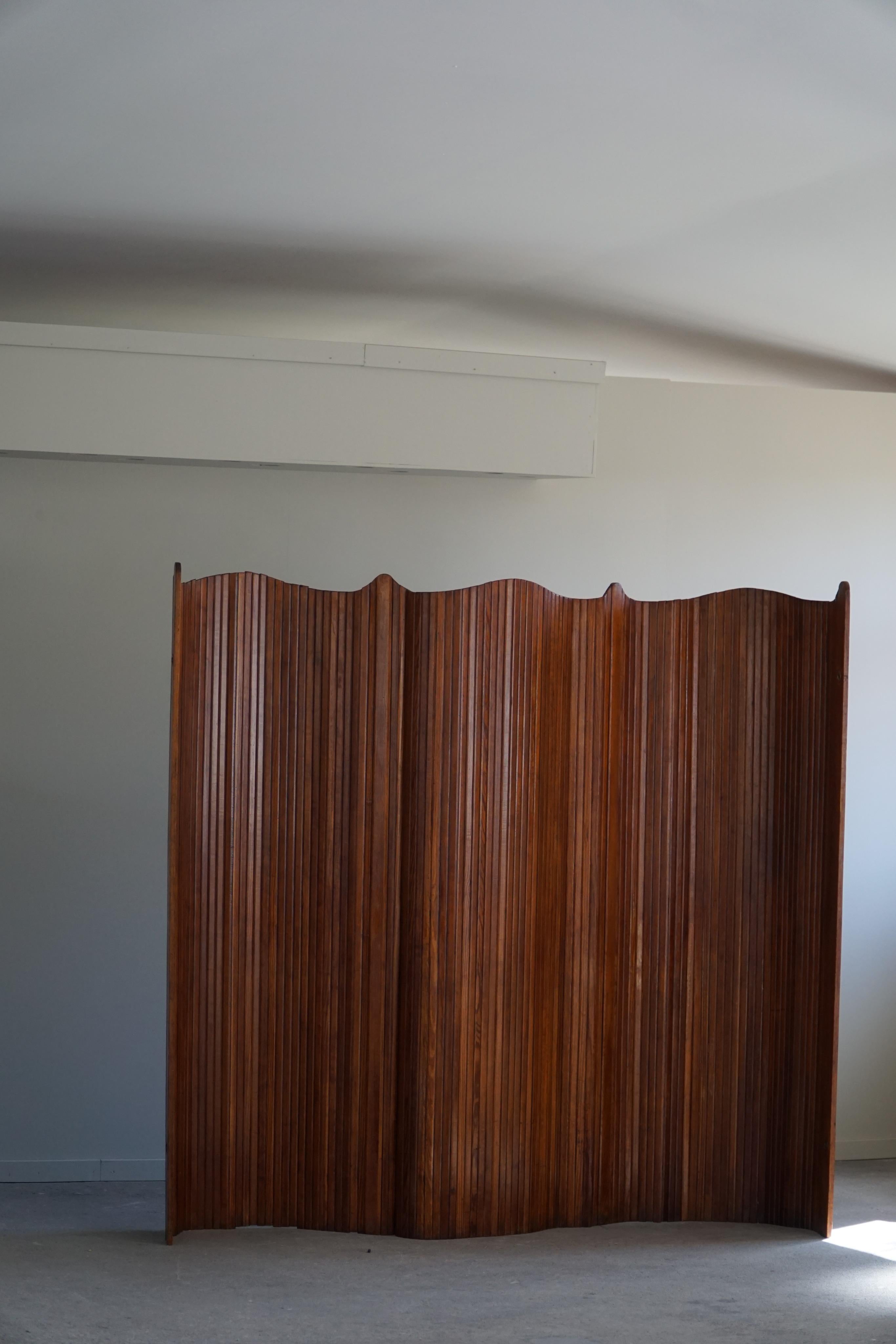 French Art Deco Tambour Room Divider in Pine, Attributed Jomaine Baumann, 1930s 8
