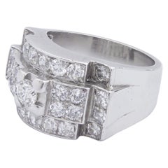 Französischer Art Deco 'Tank' Ring aus Platin & Diamanten