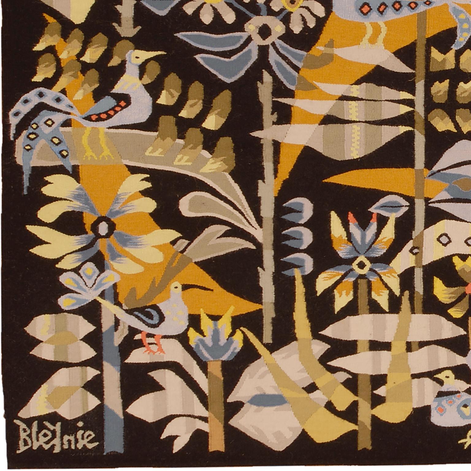 Tapisserie Art déco française
France, vers 1970
Tissé à la main
Signé : Bleynie.