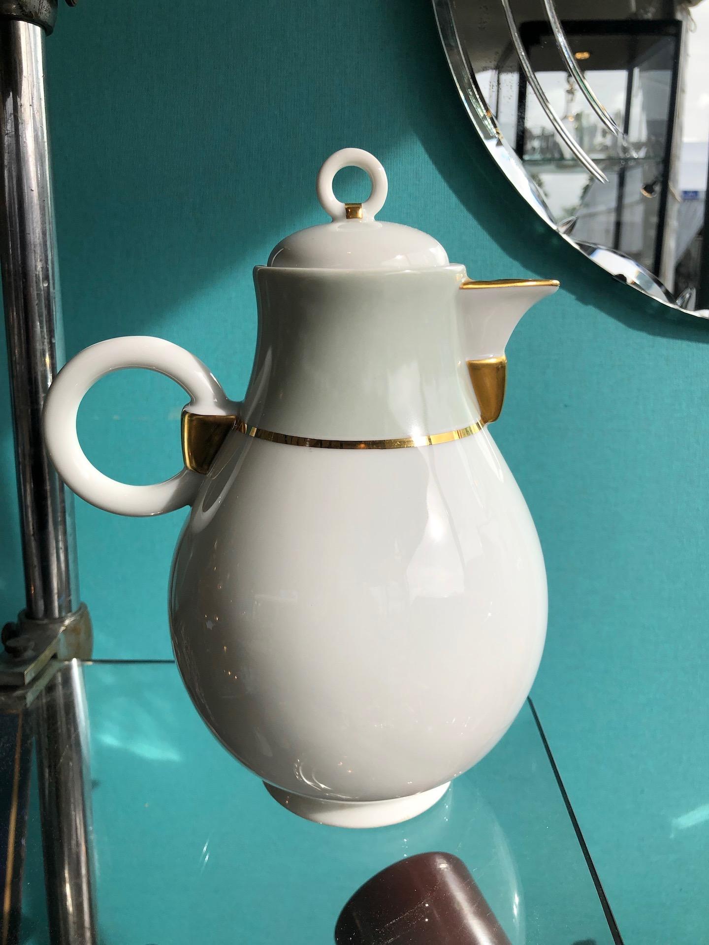 Mid-20th Century French Art Deco Tea / Coffee Set Model Ruhlmann Porcelaine de Limoges A. Vignaud For Sale