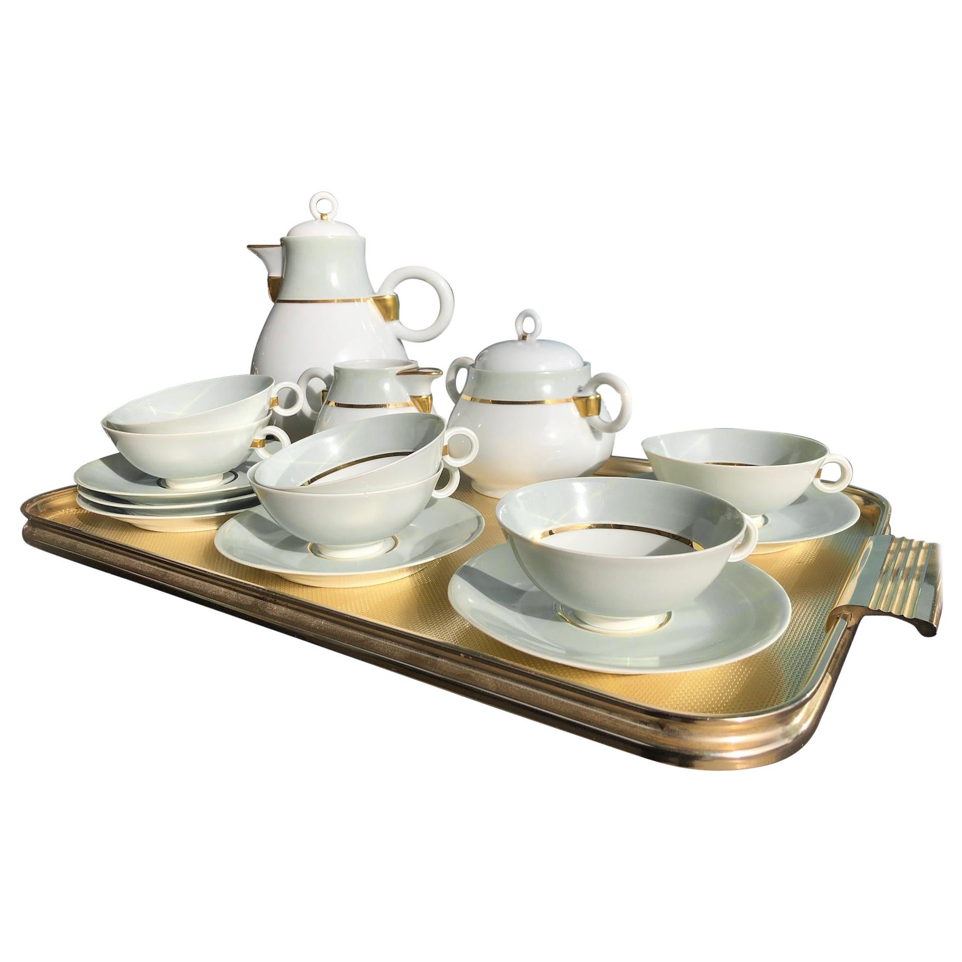 French Art Deco Tea / Coffee Set Model Ruhlmann Porcelaine de Limoges A. Vignaud For Sale