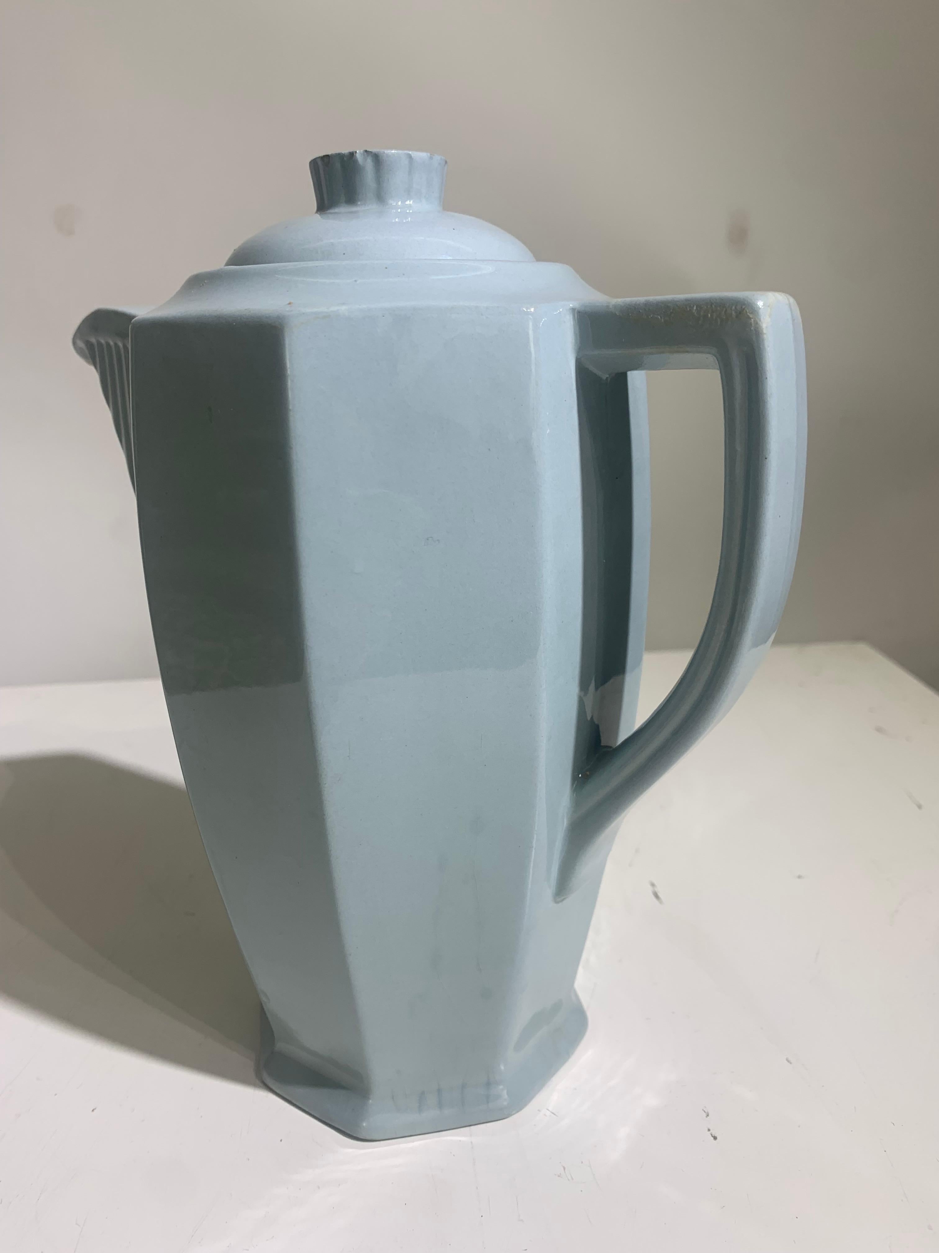 Enameled French Art Deco Tea Pot « Bec Verseur » Signed Longwy For Sale