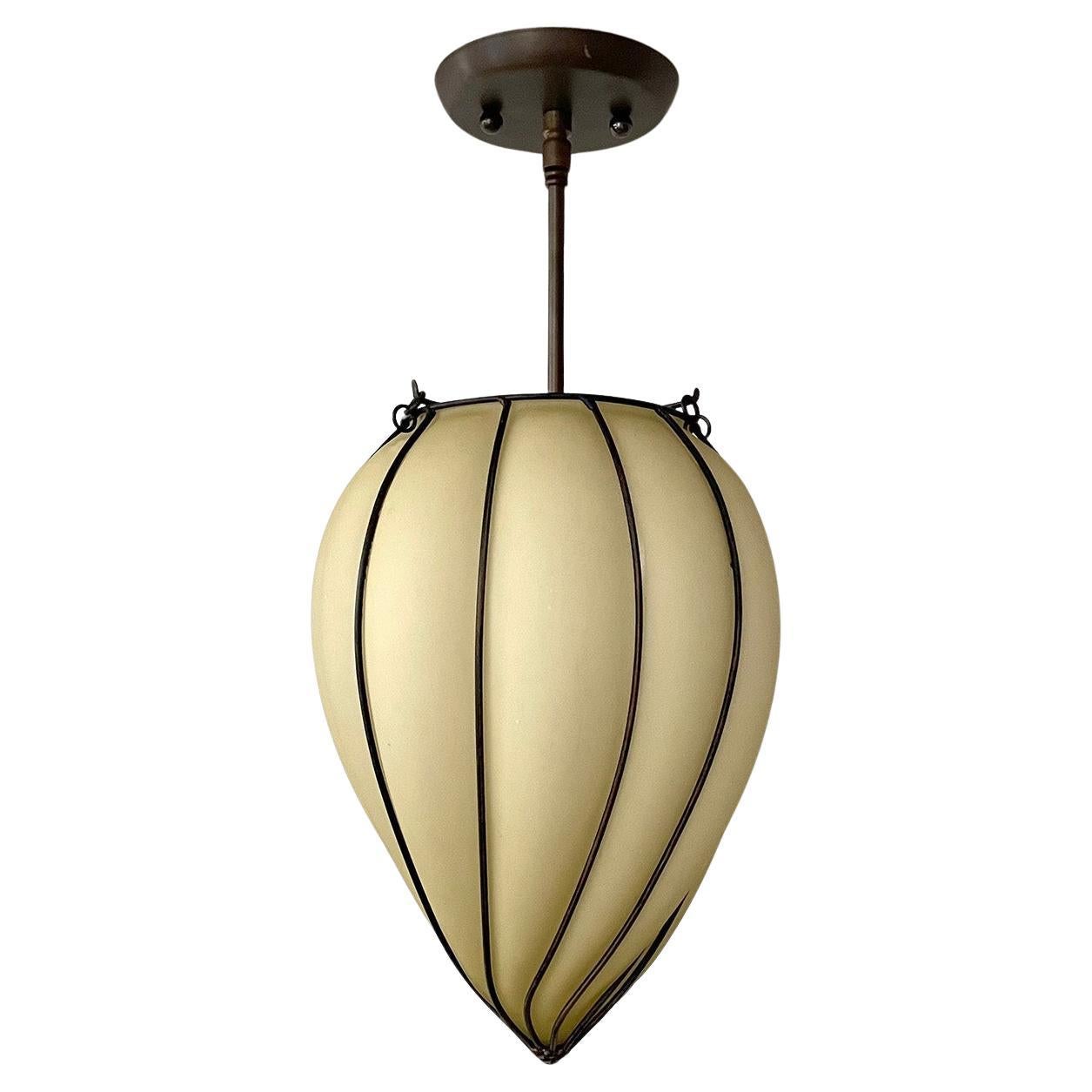 French Art Deco Teardrop Pendant Ceiling Light For Sale