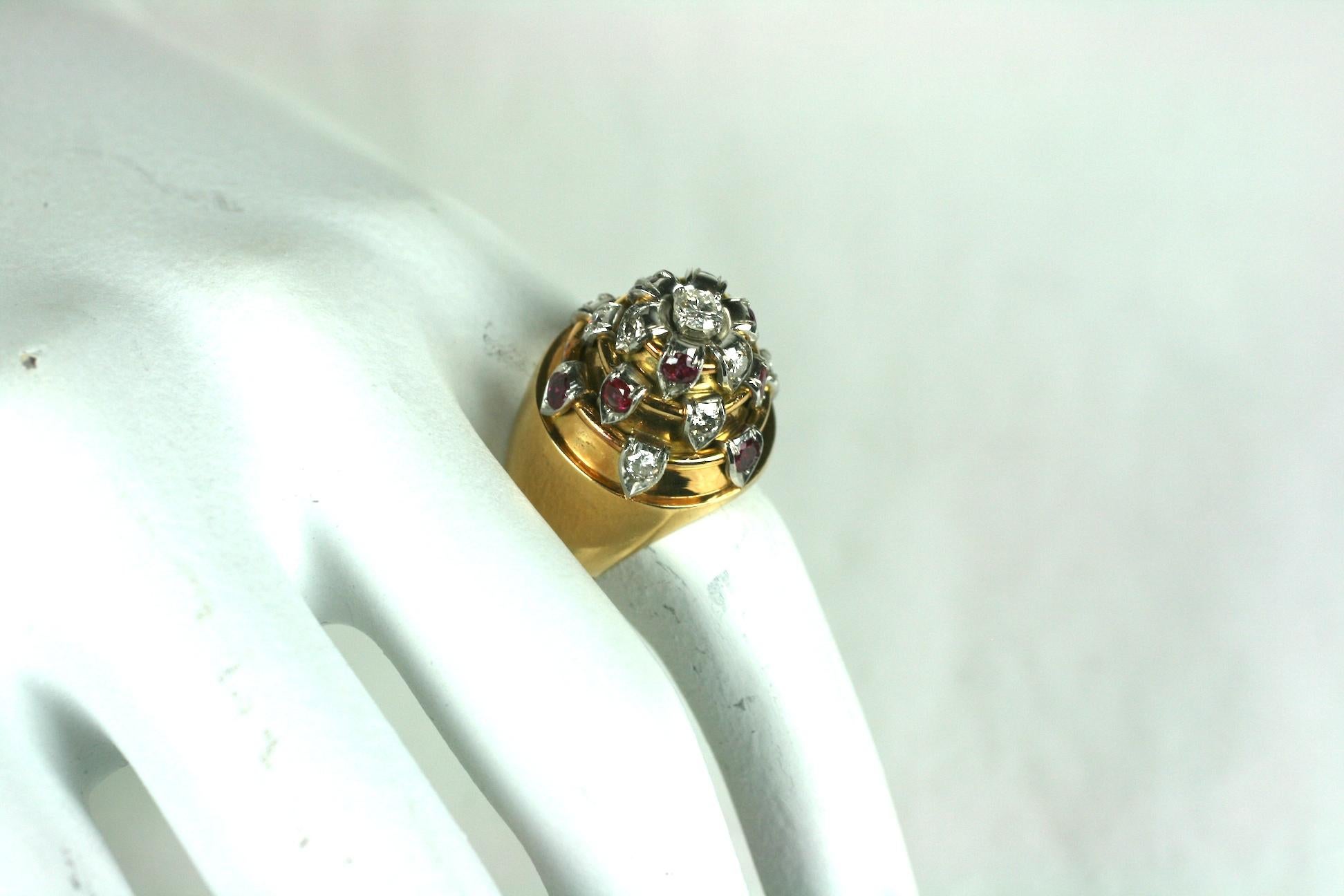 French Art Deco Temple Ring In Excellent Condition For Sale In Riverdale, NY
