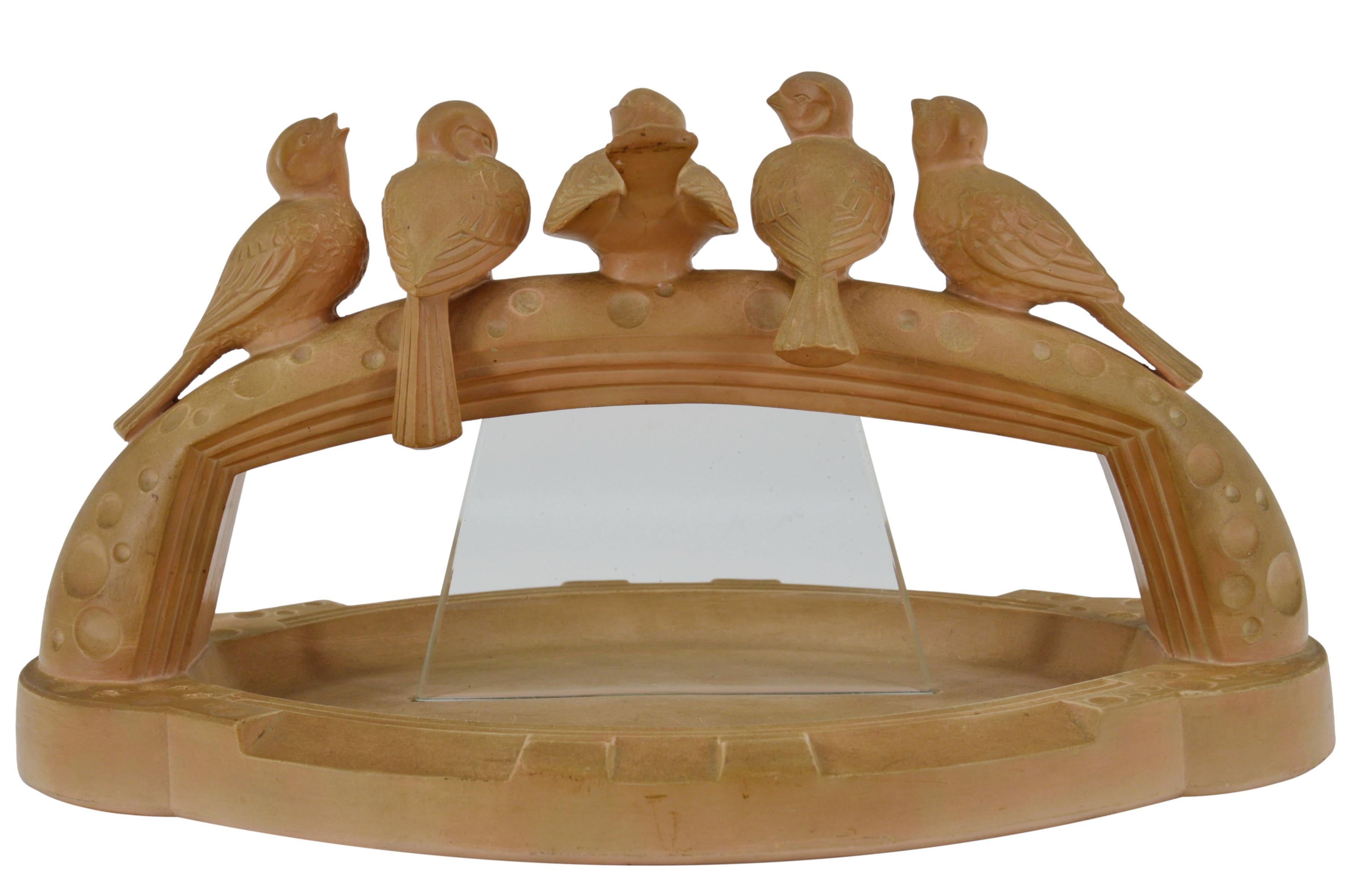 French Art Deco Terra Cotta Swallows Centerpiece, 1920 For Sale 3
