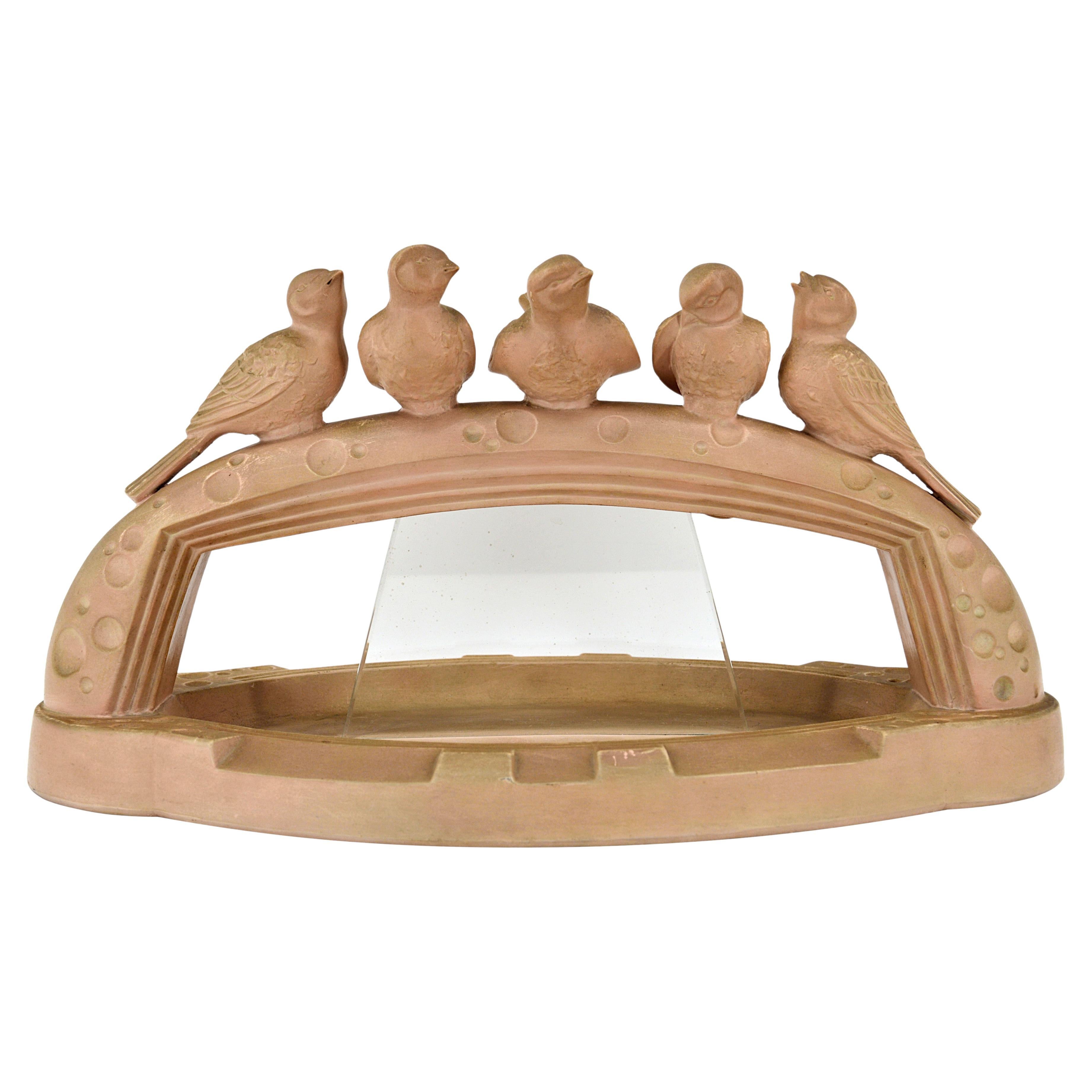 French Art Deco Terra Cotta Swallows Centerpiece, 1930s