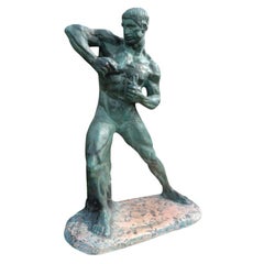 French Art Deco Terracotta Athlete Sculpture by Henri Bargas